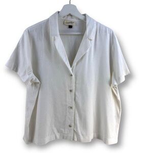 Universal thread linen blend short sleeve button down top